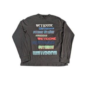 We11done Logo Spellout Oversized Long Sleeve Shirt Mens Size S Korean Streetwear